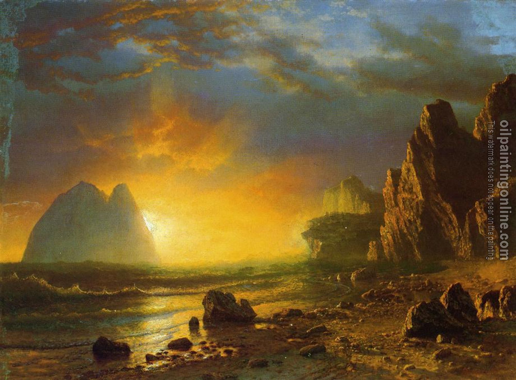 Bierstadt, Albert - Sunset on the Coast